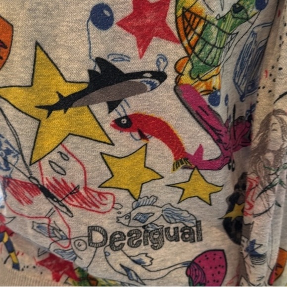 Desigual Artsy Gray Multi Zippered Cotton Knit Jacket Size Medium - Picture 10 of 12